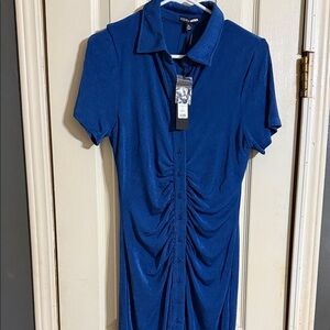 Blue Ruched Maxi Dress